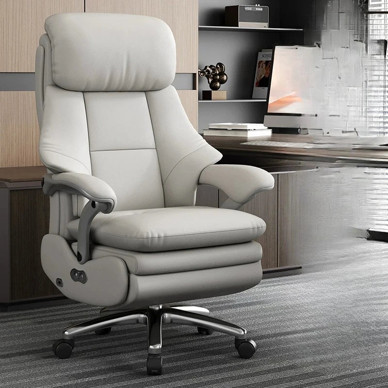 Leather Recliner Solid Office Chairs — Ivory | KIMLUD