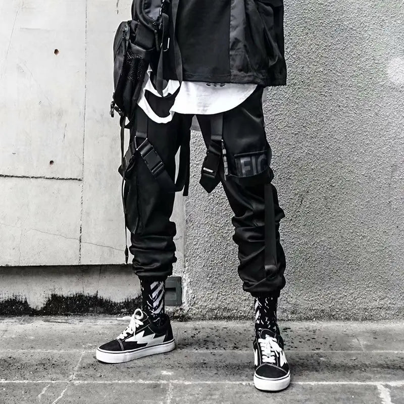 Harajuku Cargo Pants Techwear Joggers Multi Pocket Urban Streetwear Elements — Black | KIMLUD