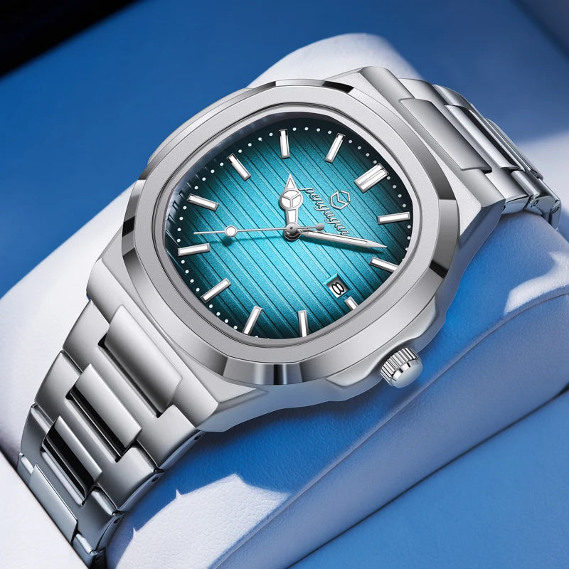 Men Luxury Watch Business Waterproof Male Clock Luminous Date Stainless Steel Square Quartz Men Watch reloj hombre
