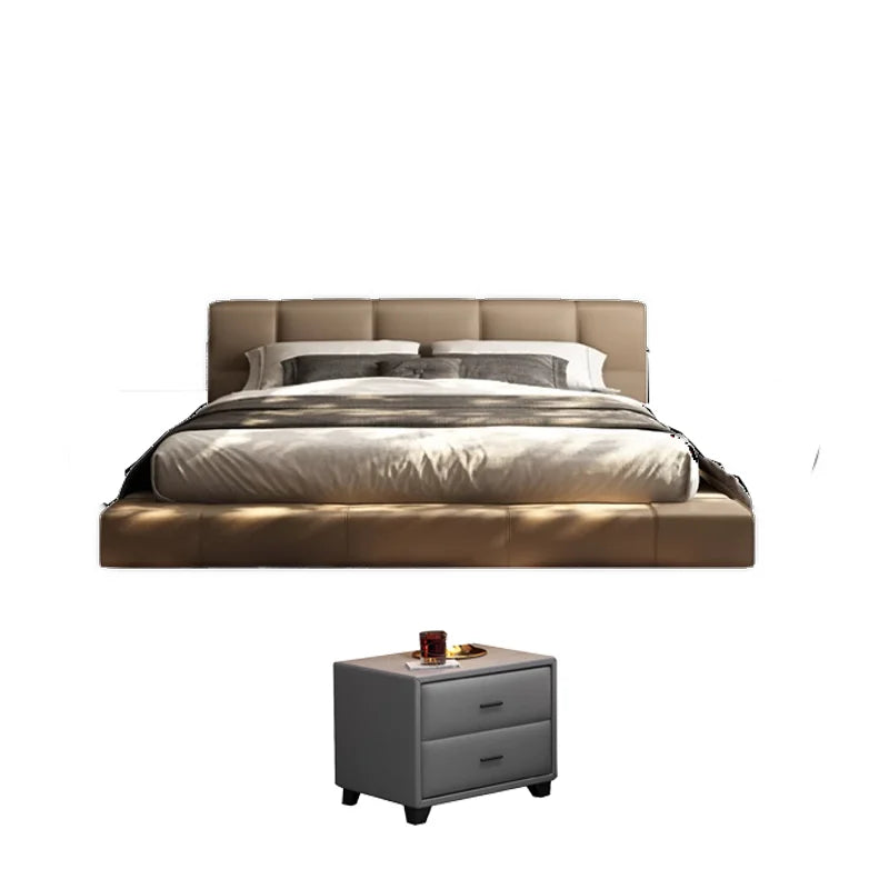 Leather Bed Romantic Italian Minimalist Upholstered Frame With Storage — Black | KIMLUD