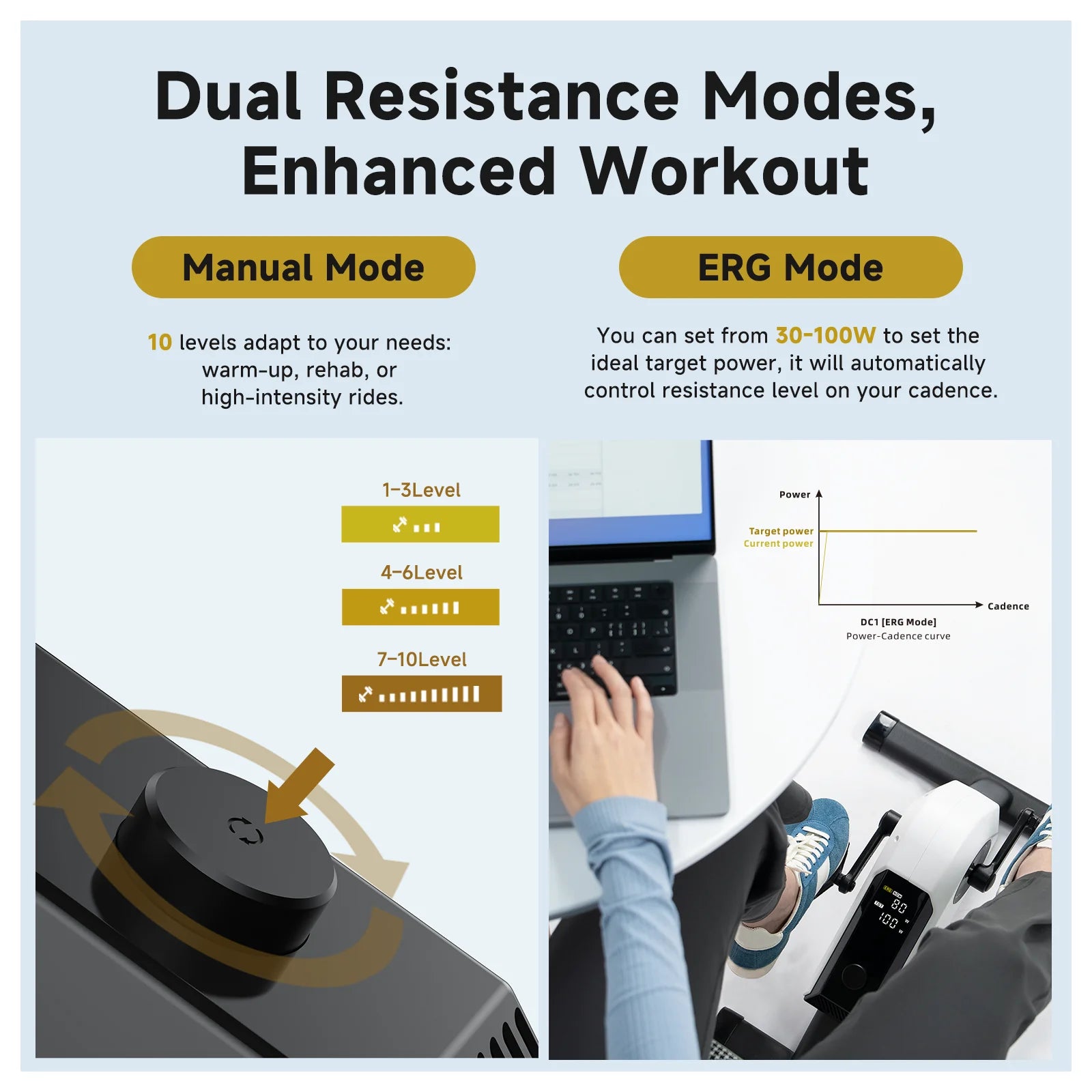 CYCPLUS DC1 Mini Pedal Exerciser Portable Home Fitness Self-Powered LED Display Foot Pedal Exercise Machine for Leg Training