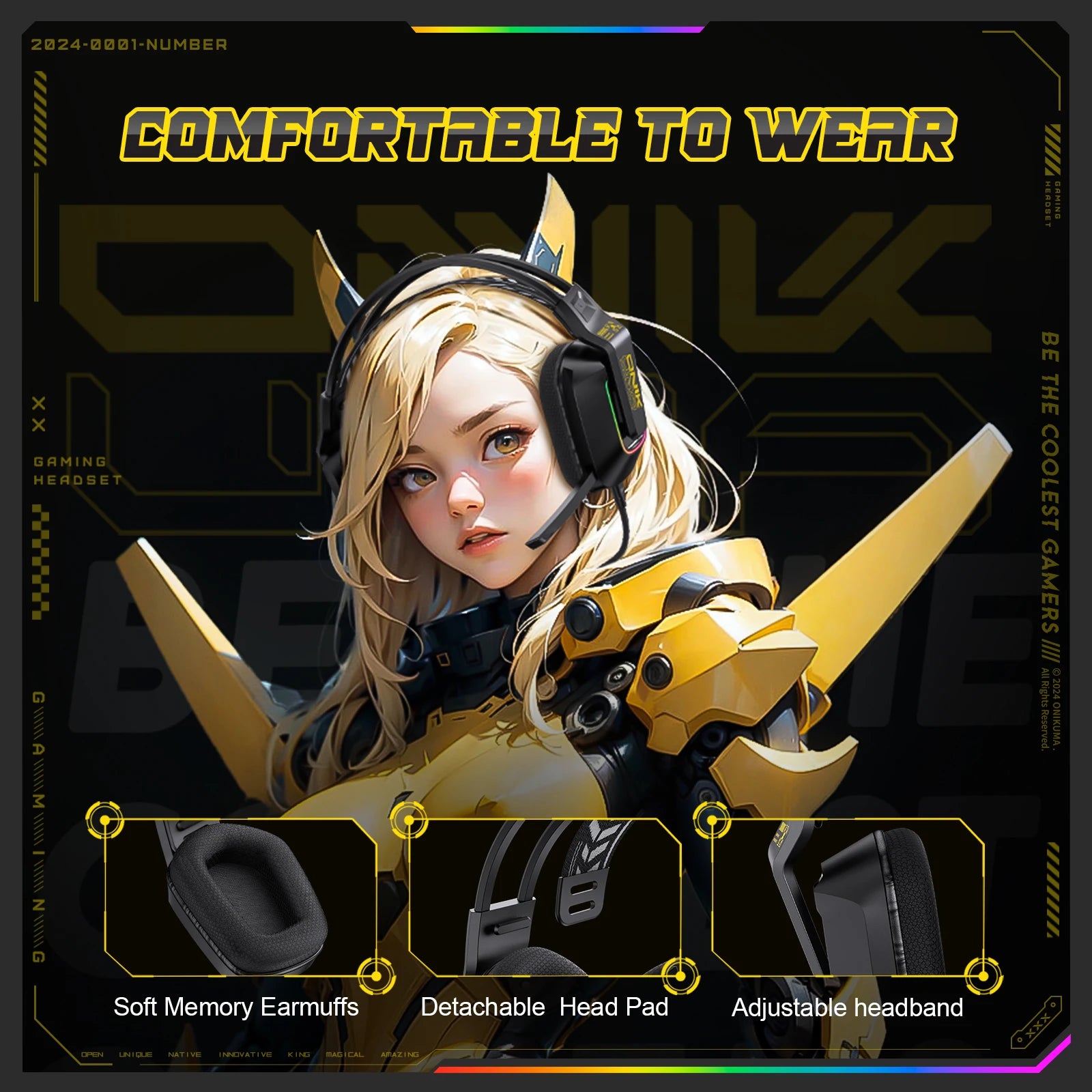 KIMLUD, ONIKUMA X13 Wired Headphone with Mic RGB Gaming Headset Over Ear HIFI Stereo Headsets Gamer Earphones for PC PS5, KIMLUD Womens Clothes