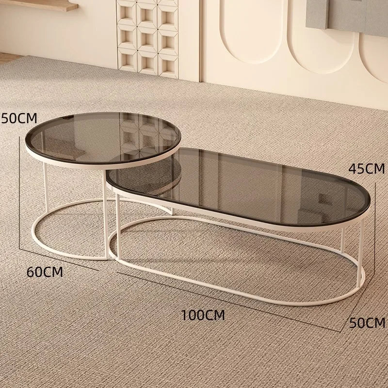 Glass Coffee Table Nordic Minimalist Living Room — Clear | KIMLUD