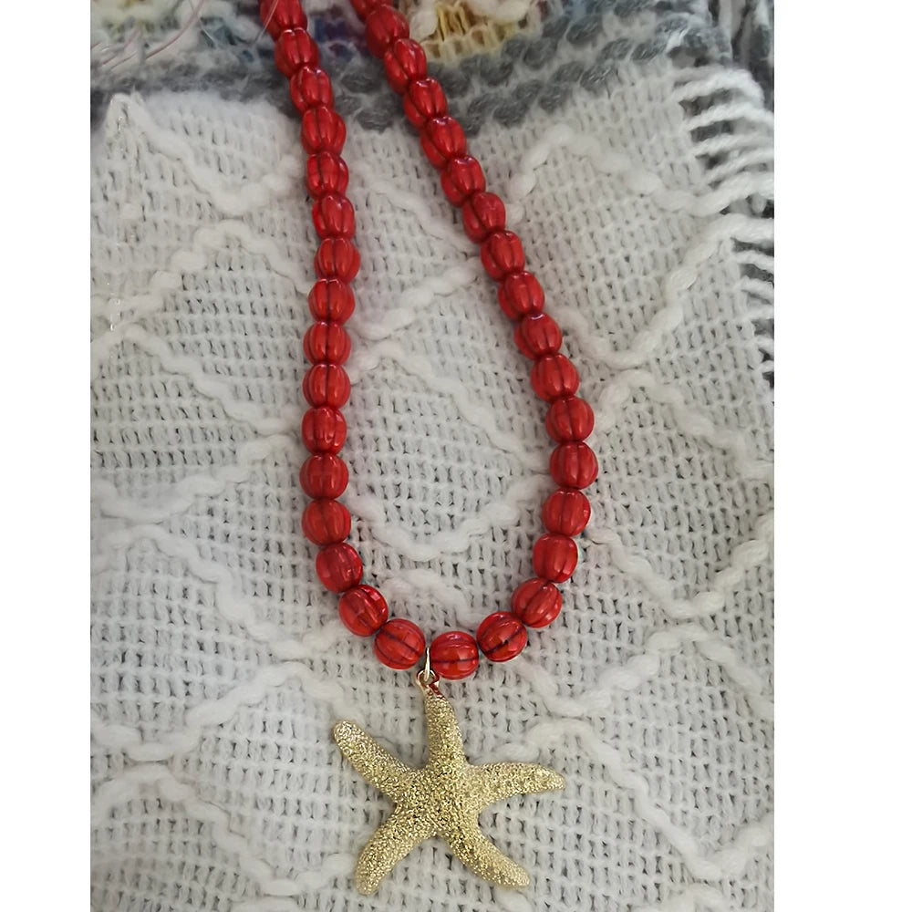 KIMLUD, Bohemian Colorful Glaze Fish Pendant for Women Striped Beaded Necklace Seaside Vacation Party Accessories, necklace 19, KIMLUD APPAREL - Womens Clothes