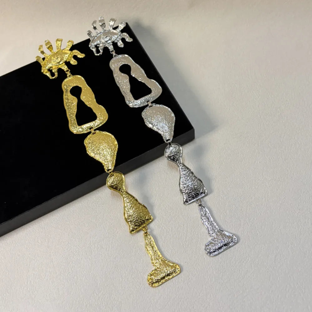 Metal Alloy Brooch Abstract Face Charm — Gold | KIMLUD