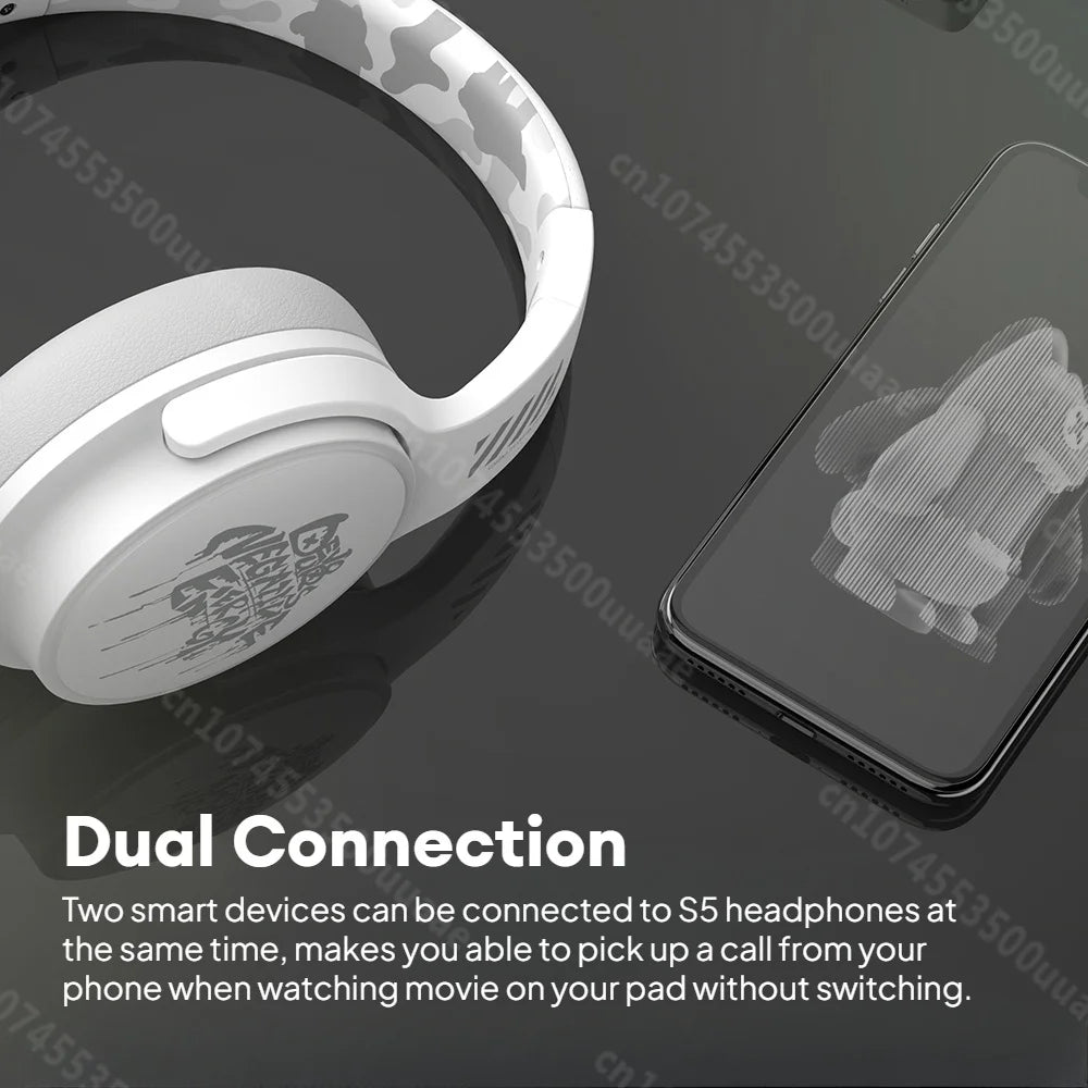 KIMLUD, Zombie Cat S5 Bluetooth Headphone Touch Control Wireless Earphones ENC Noise Canceling Foldable Over Ear Headset Dual Connection, KIMLUD Womens Clothes