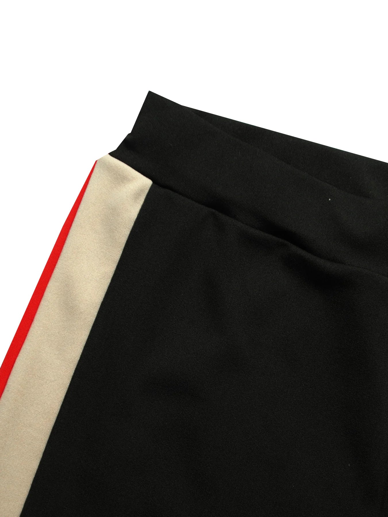 Knit Striped Splicing Two-Piece Sports Set Cream And Burnt-Orange Stripe Panels — Black | KIMLUD