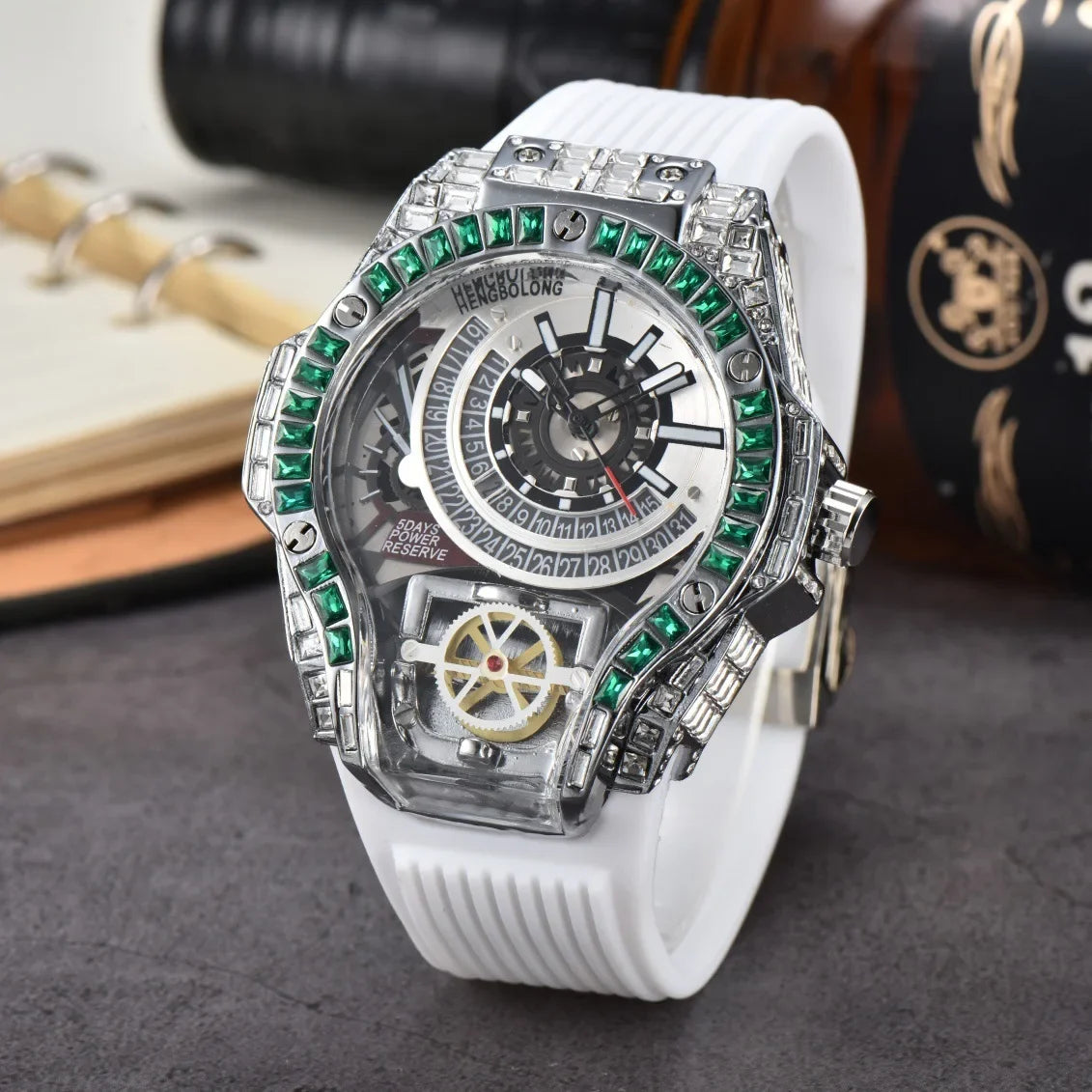 Luxury Diamond Case Mens Quartz Watches — Black | KIMLUD