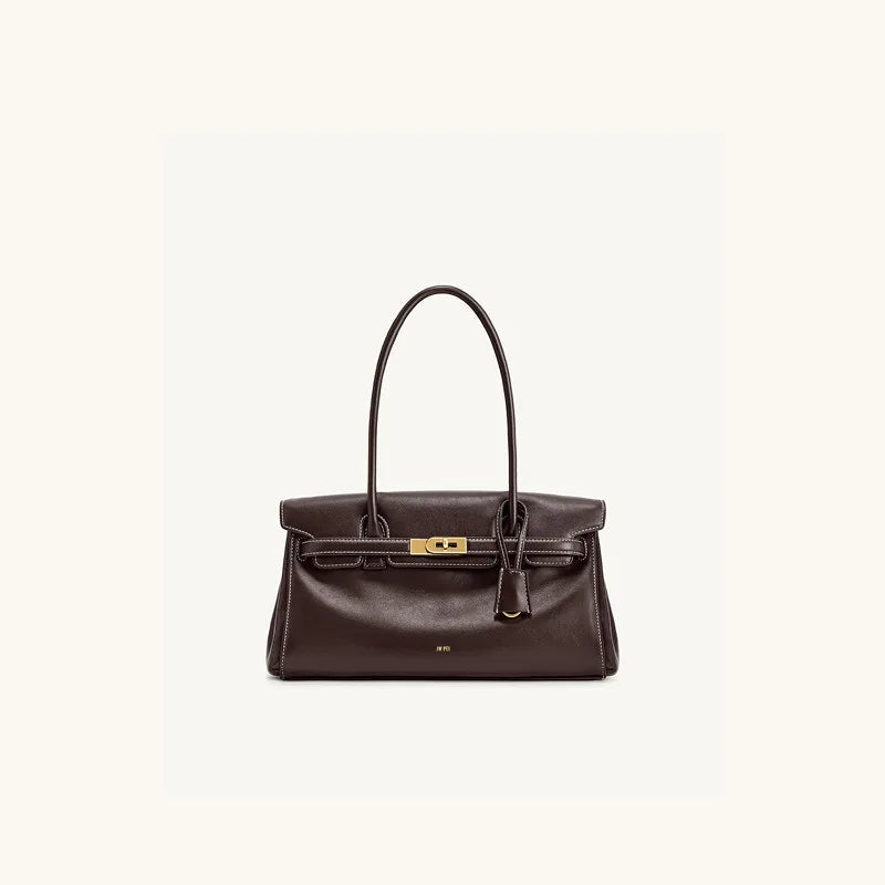 Baguette Bag Briefcase Niche Design — Burgundy | KIMLUD