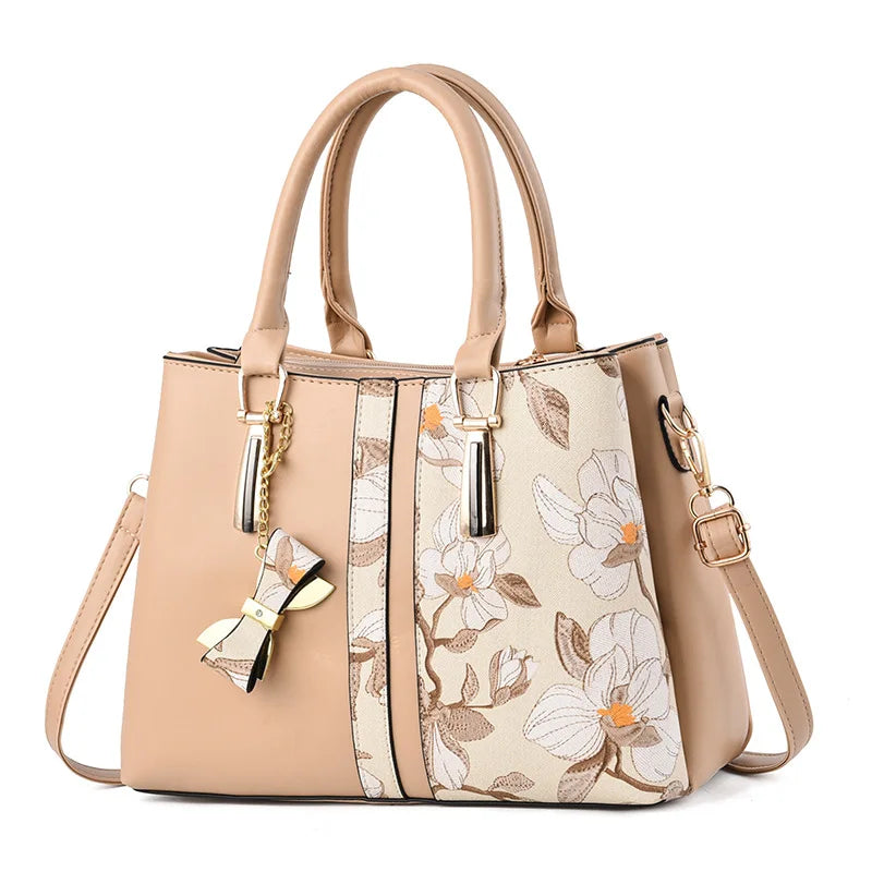 Soft PU Crossbody Tote Bag Large Capacity — Blush | KIMLUD