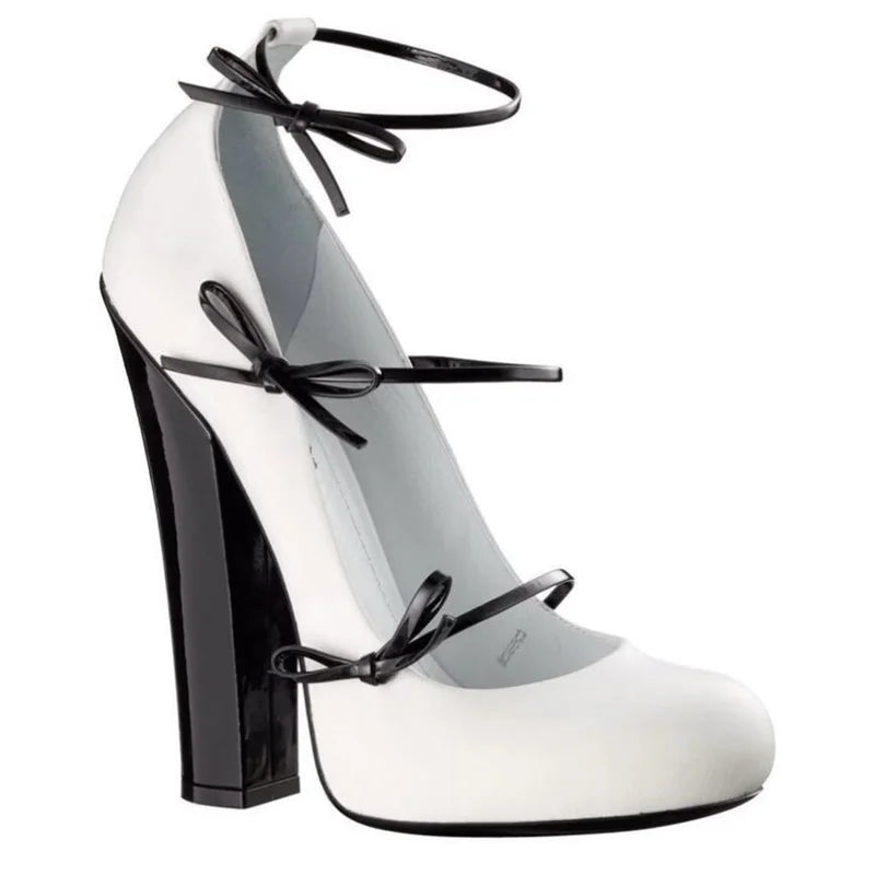 Heels – Butterfly Knot Strap – Leather | KIMLUD