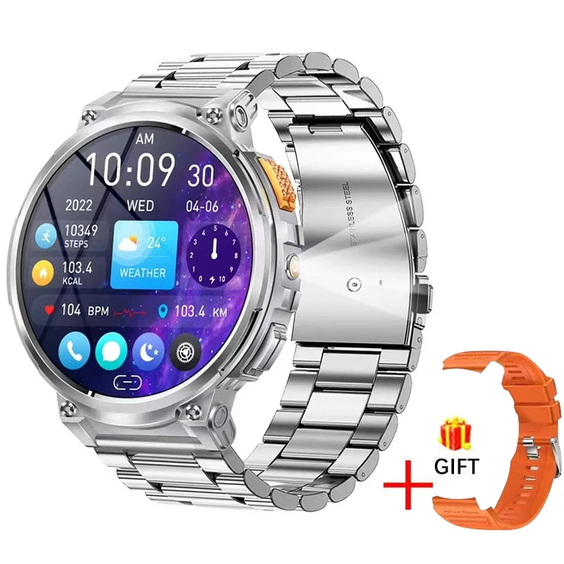 New 1.85'' Screen Outdoor Sport Smartwatch Men Heart Rate Flashlight Watch 730mAh Battery Waterproof Wireless Call Smart Watch