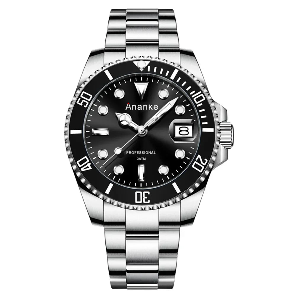 2025 New Men Luxury Sports Watches Quartz Wristwatches Waterproof Stainless Steel Strap Luminous Auto Date Casual Dress Watch