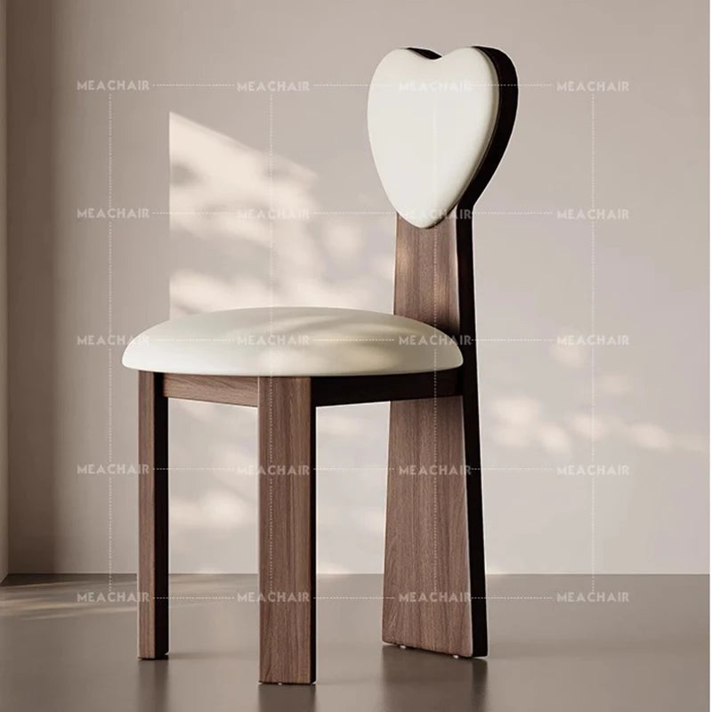 Solid Wood Dining Chair Leather Upholstered Backrest Handcrafted Nordic Minimalist — Natural | KIMLUD