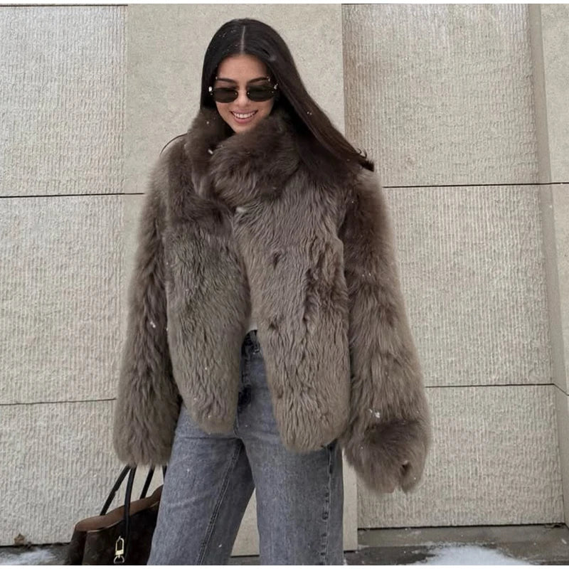 Winter Warm Thick Women Faux Fur Coats Luxury Oversized Long Coats Fleece Overcoat 2025 New Female Elegant Street Outerwear