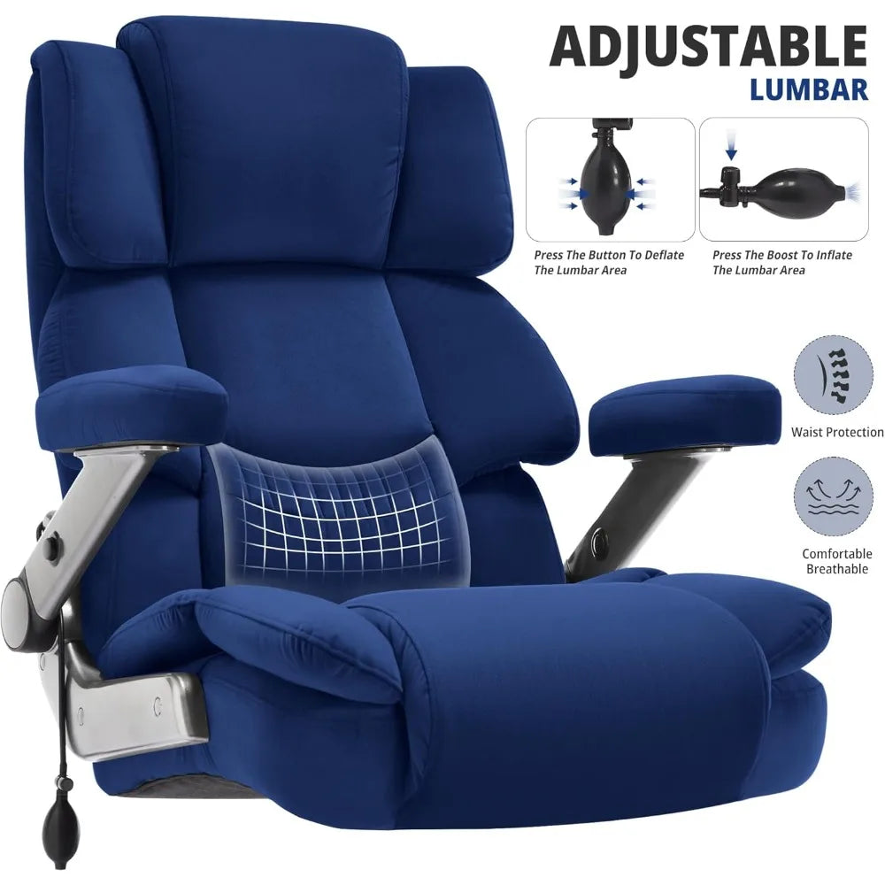 KIMLUD, 700lbs Big and Tall Office Chair-Large Computer Chair with Adjustable Lumbar Support 3D Flip Arms Plus Size Wheels,, KIMLUD Womens Clothes