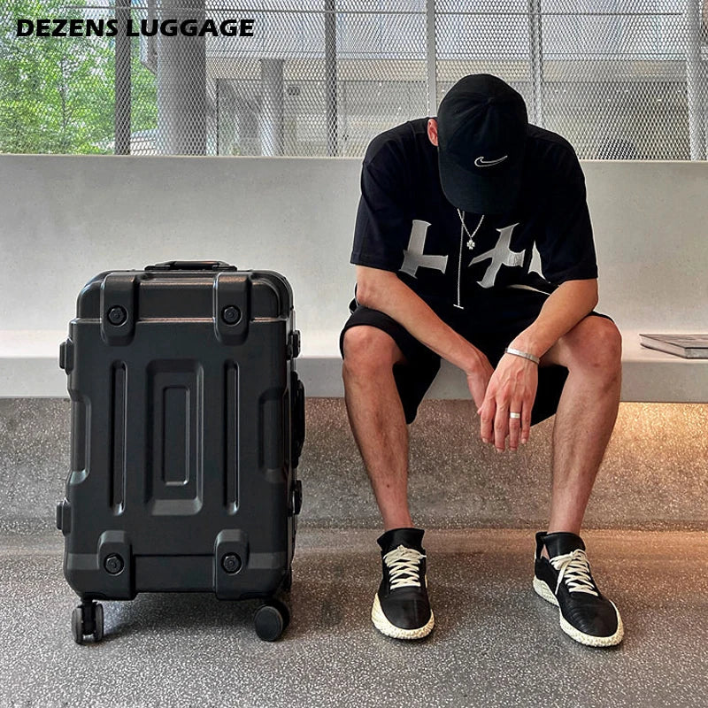 DEZENS High Quality Luggage 20/24/26/30 Inch Big-Capacity Space Silver PC Roling Luggage Spinner travel suitcase