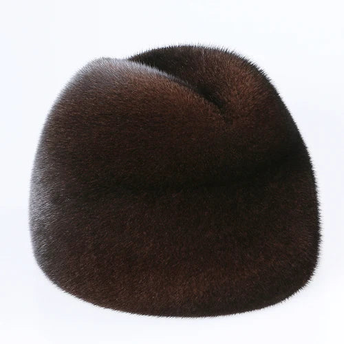 New Fashion Men's Real Mink Fur Cap Men Natural Mink Fur Hat Winter Warm Top Hat Headgear Beanie Beret Natural Real Mink Fur Cap