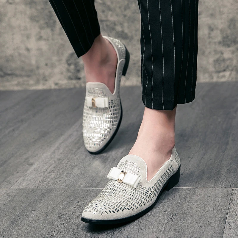 Soft Cow Suede Lux Solid Loafers — Silver | KIMLUD