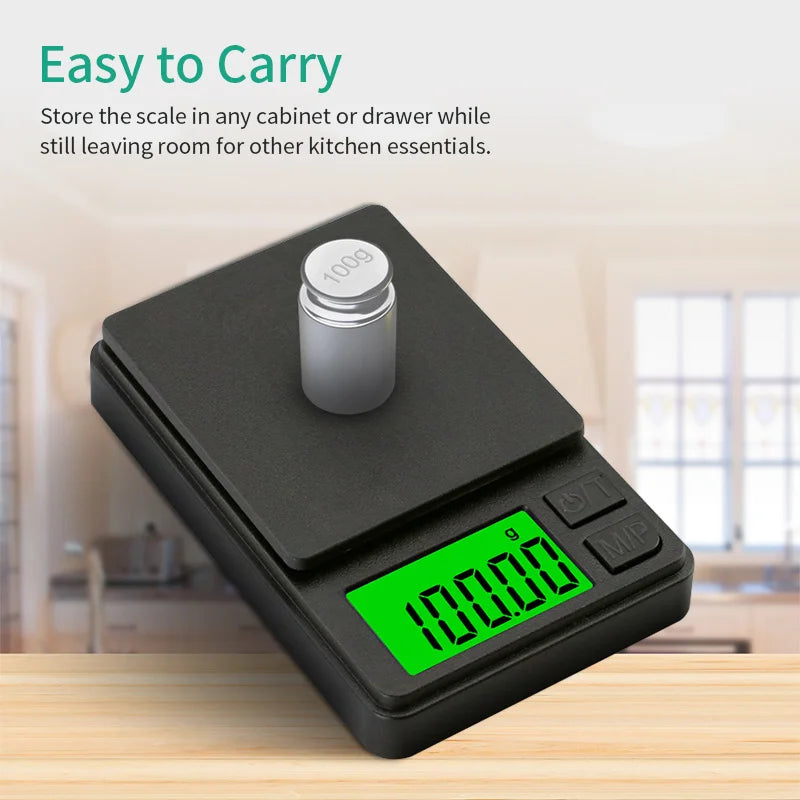 Mini Pocket Digital Scale LCD Gram Food Jewelry Ounces Grains 100/200/300/500g 0.01g 1000g 0.1g Scale Black