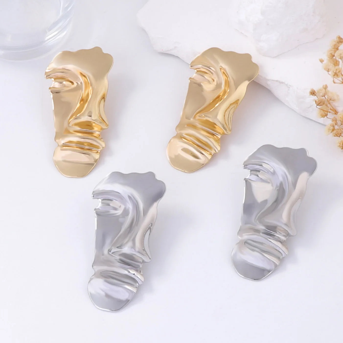 Geometric Earrings Face Geometry Cubic Zirconia Zinc Alloy Silver | KIMLUD