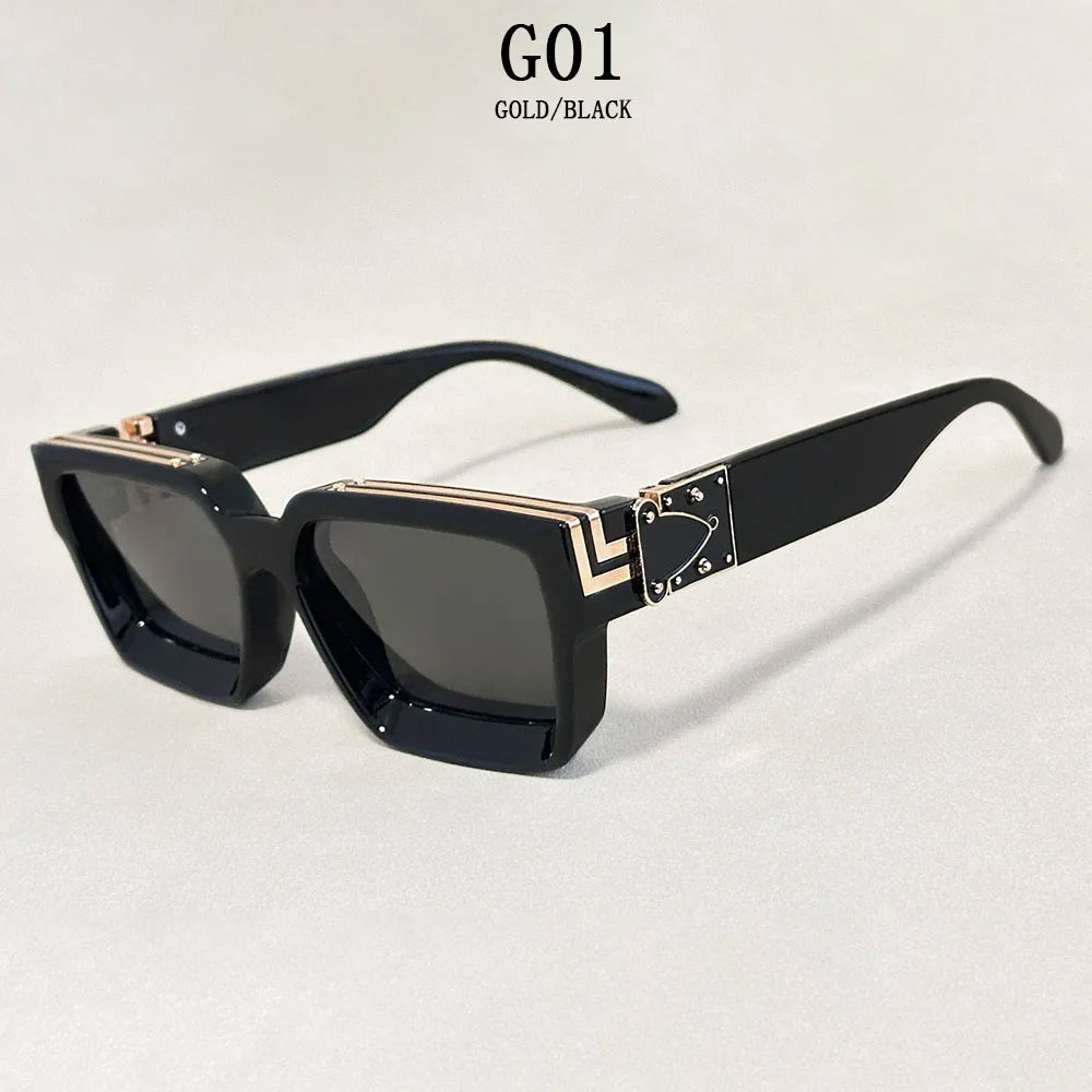 Resin Square Sunglasses Vintage Millionaire Style — Silver | KIMLUD