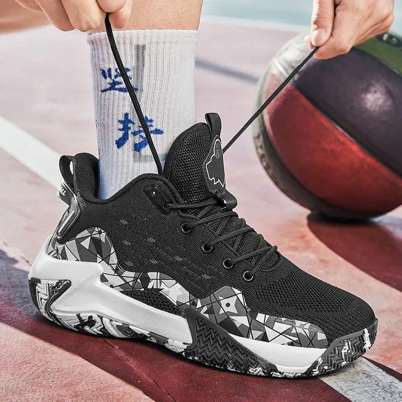 High Quality Men Basketball Shoes Brand Men Sneakers Luxyry Design Mesh Breathable Sports Shoes High Top Anti-slip Casual Shoes