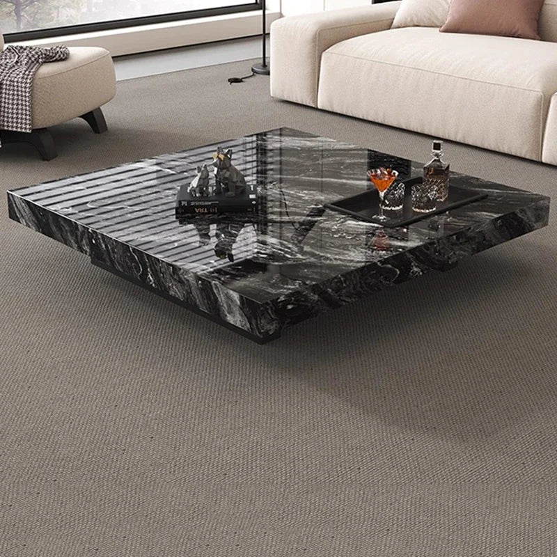 Rock Slab Coffee Table Rectangular Countertop — White | KIMLUD