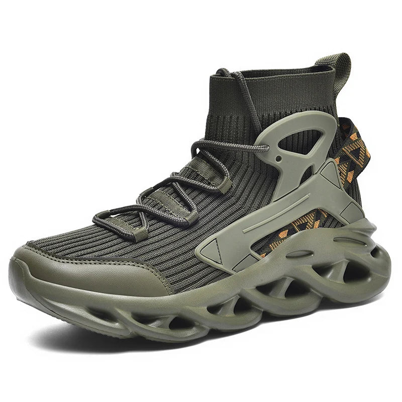 High-Top Elastic Knitted Sports Shoes – Reflective 3D Detail – Knitted Upper | KIMLUD
