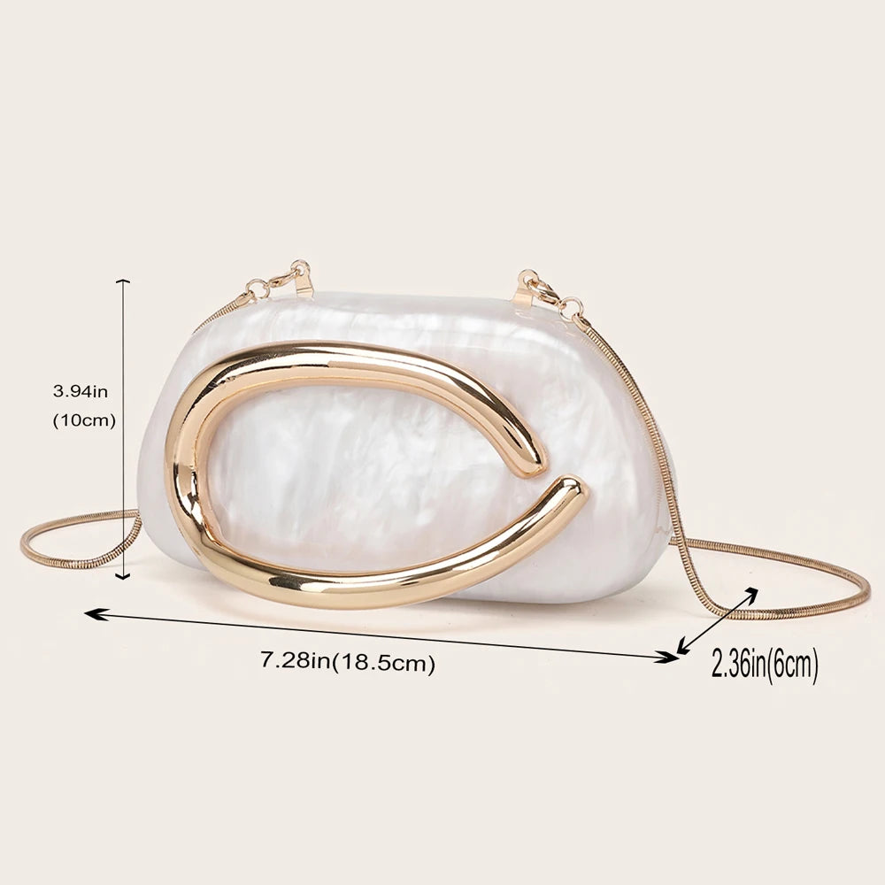 PVC Box Clutch Bride Bag — Champagne Ivory | KIMLUD