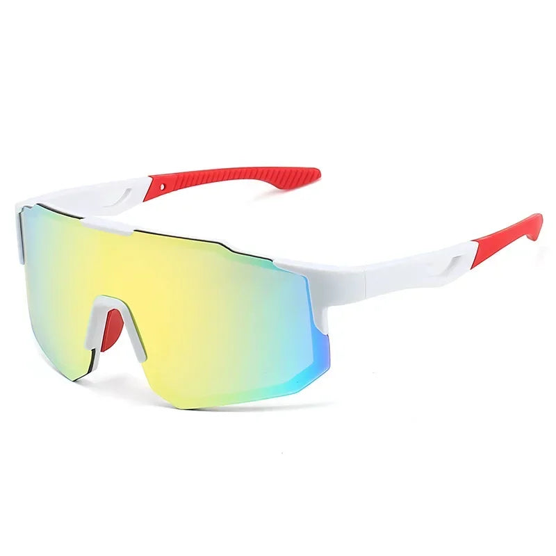 Wraparound Polycarbonate Cycling Sunglasses Big-Frame Silhouette — Black | KIMLUD
