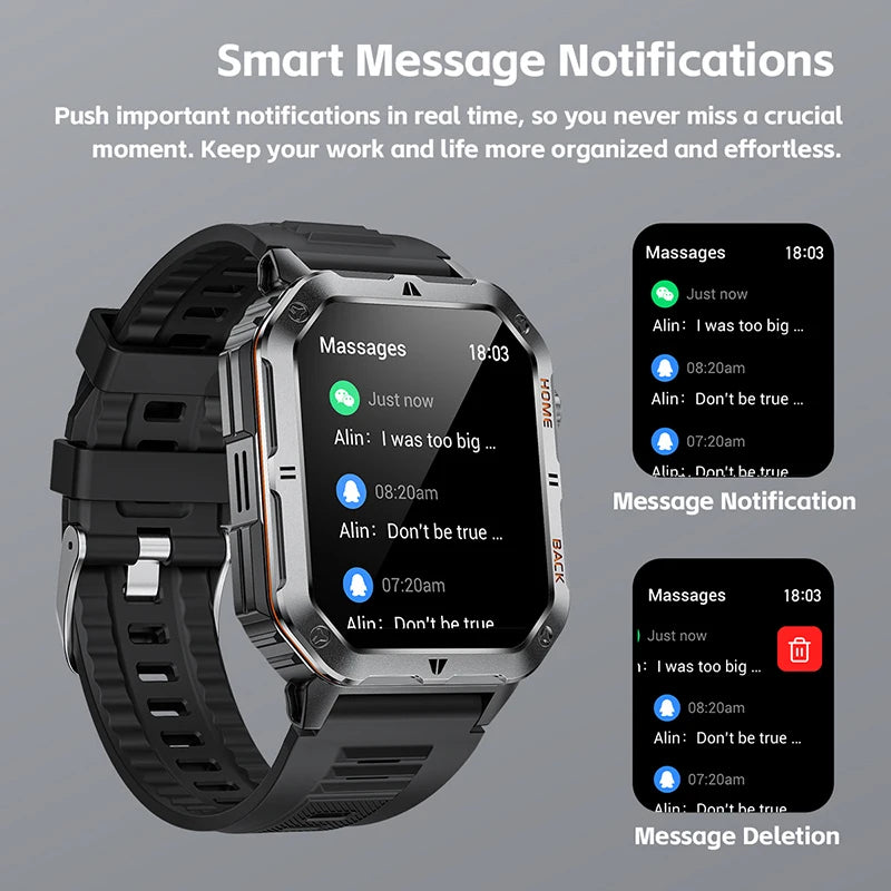 2025 New Military Outdoor 1000 mAh Battery Smart Watch Men GPS Sports Heart Rate IP68 Waterproof BT Calling Smartwatch Man xiaom