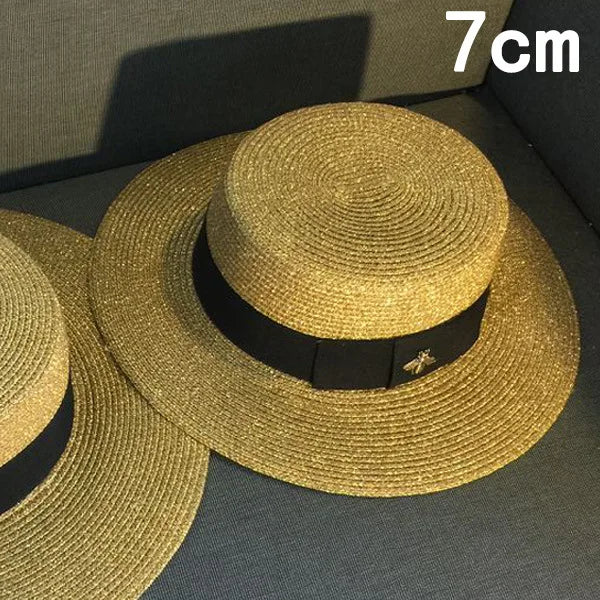 Elegant Straw Sun Hat With Ribbon — Natural | KIMLUD