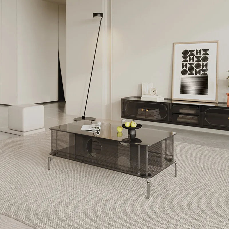 Multifunctional Modern TV Stand With Drawers And Cabinets — Amber Brown | KIMLUD