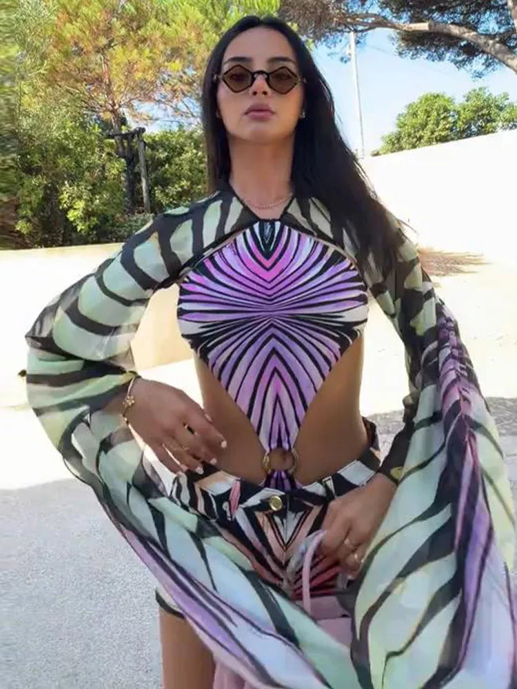 Jumpsuit – Butterfly Wing Print – Bodycon | KIMLUD