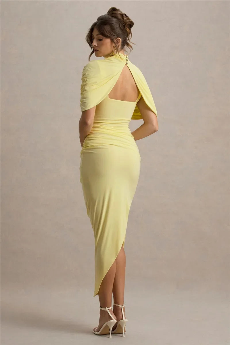 Maxi Dress – Backless Ruched Slim Silhouette | KIMLUD