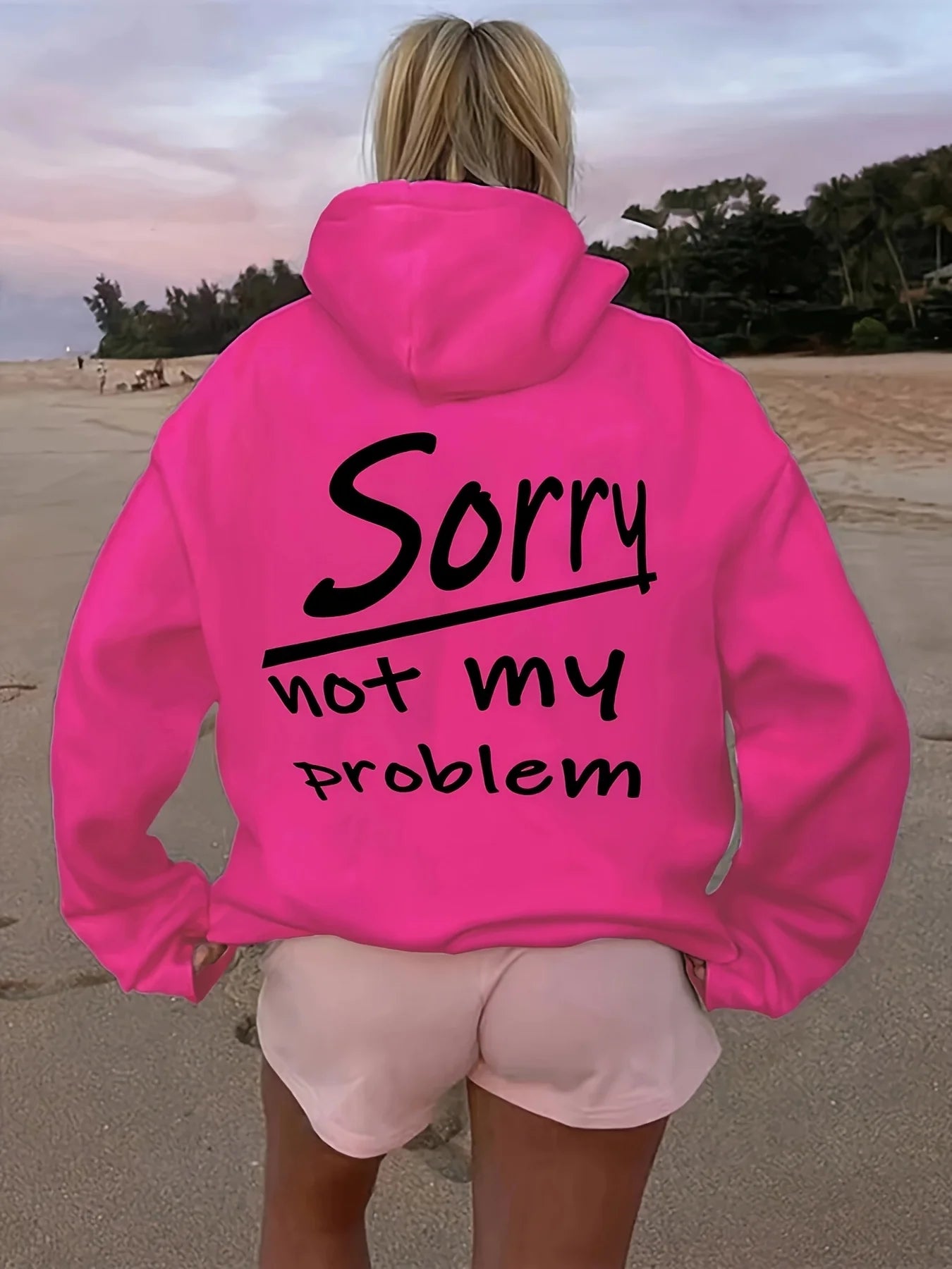 Hoodie – Alphabet Print – Polyester – Loose | KIMLUD