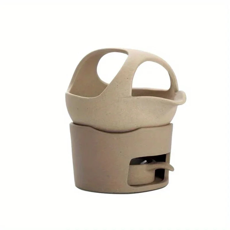 Ceramic Aroma Burner Coarse Pottery — Deep Black | KIMLUD