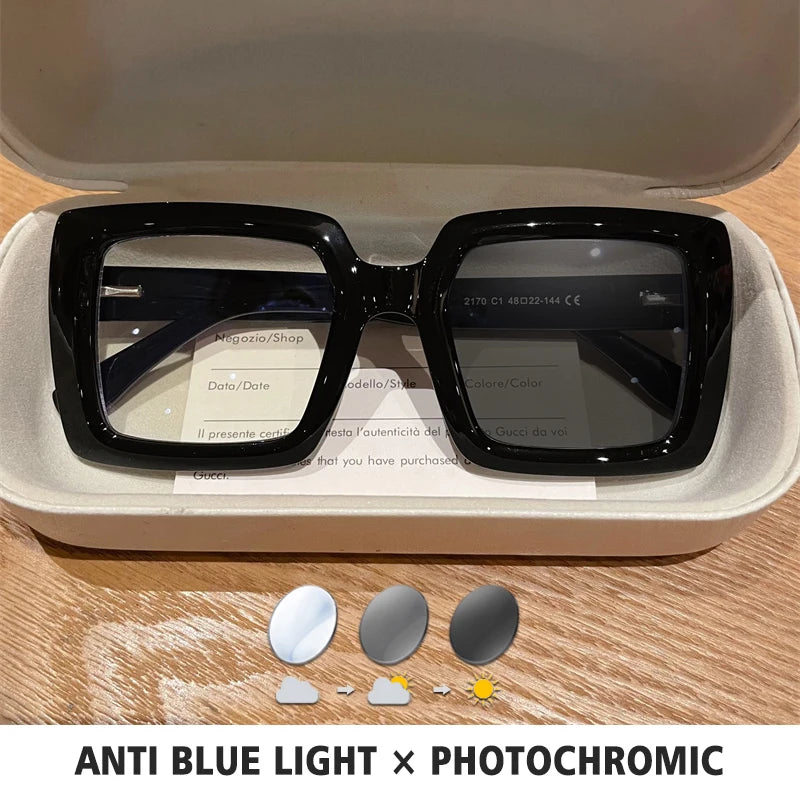 Square Photochromic Reading Glasses — Clear | KIMLUD