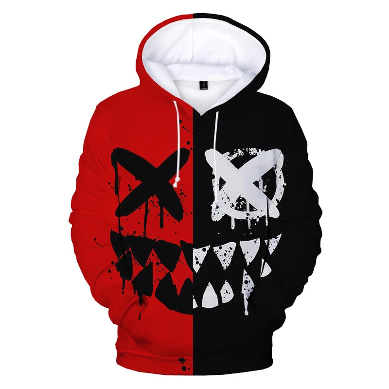 Hoodie – XOXO Pattern Devil Smiling Face 3D – Poly | KIMLUD