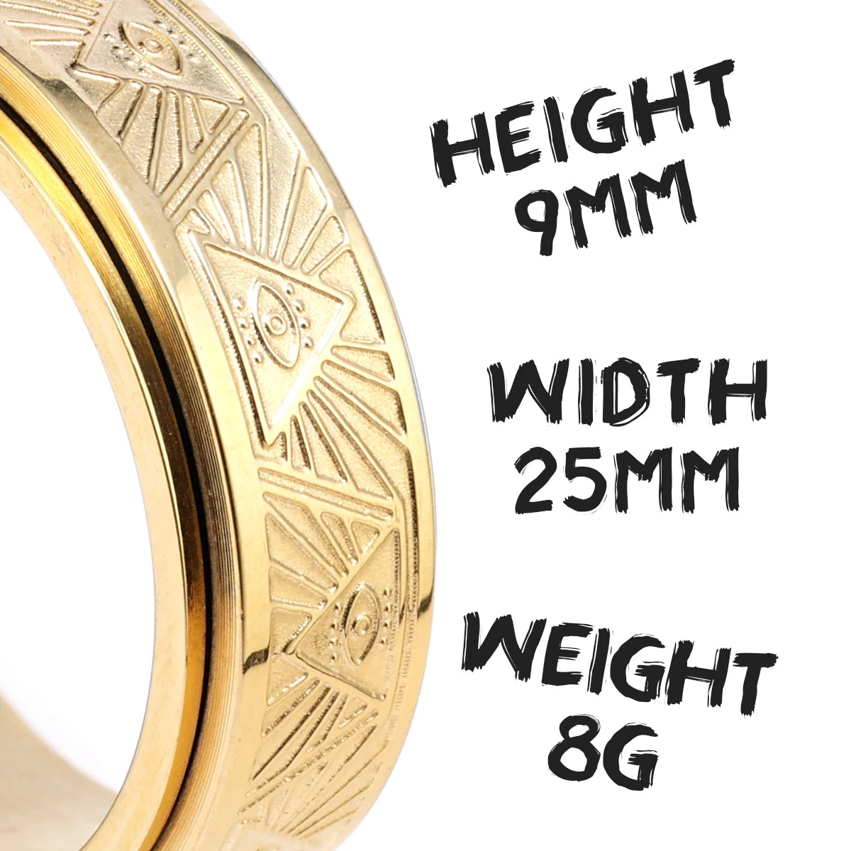 Illuminati Freemasonry Fidget Spinner Eye Stainless Steel Men Rings Punk Male Women Fashion Jewelry Creativity Gift Wholesale