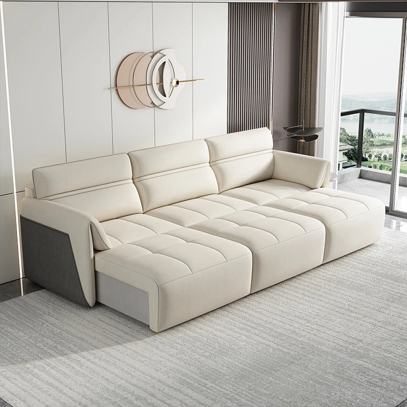 Multifunctional Storage Sofa With Concealed Storage And Sofa Bed — Creamy Ivory | KIMLUD