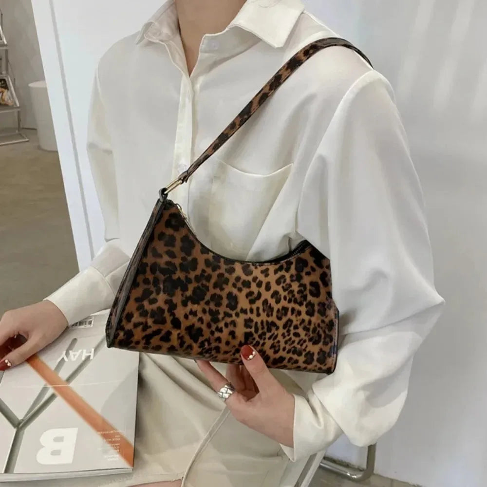 New Shoulder Bags for Women High Quality Zebra Underarm Handbags PU Leather Leopard Armpit Purse Bag