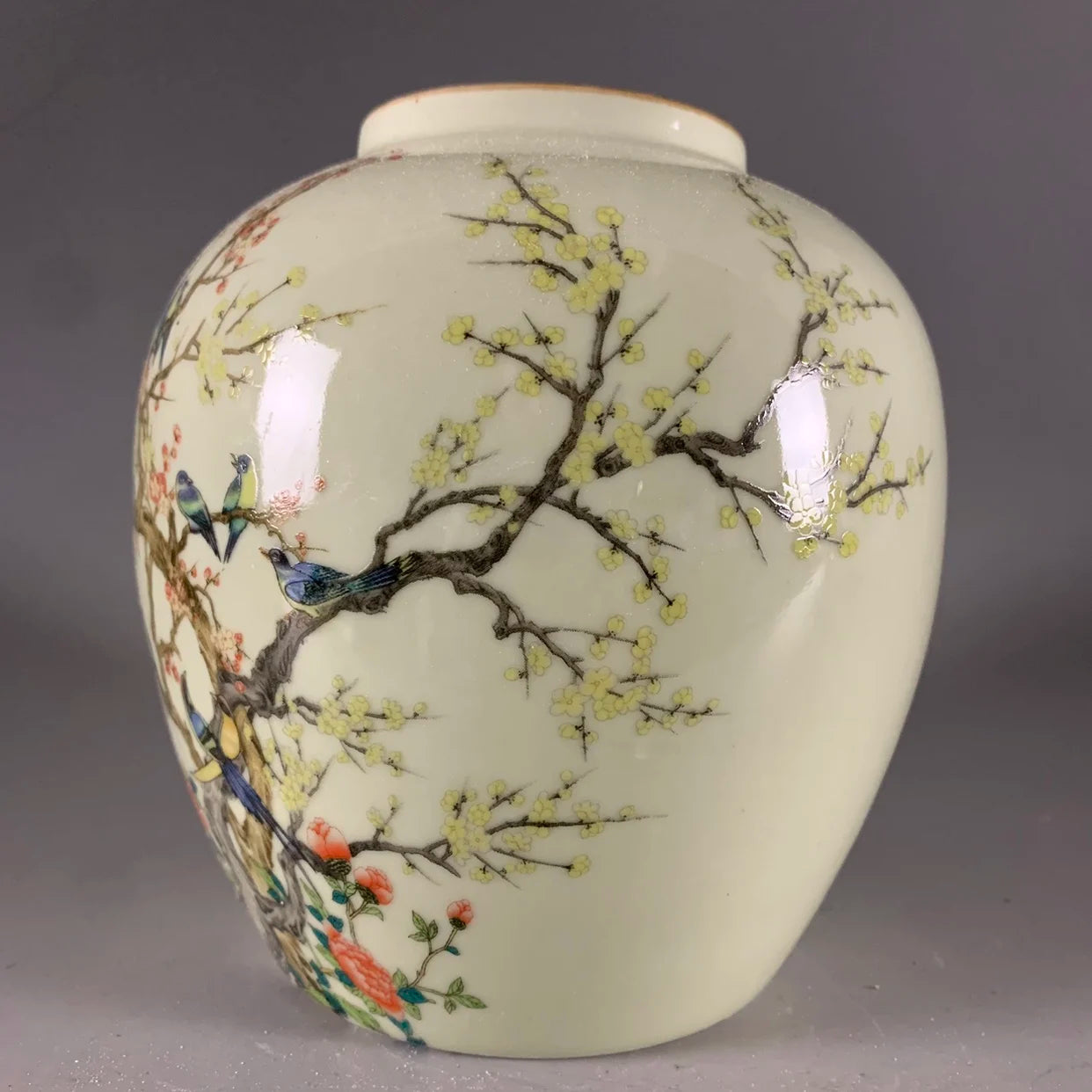 Vase ceramic underglaze pastel twelve magpie picture large capacity new  retro antique porcelain study tabletop ornament artwork