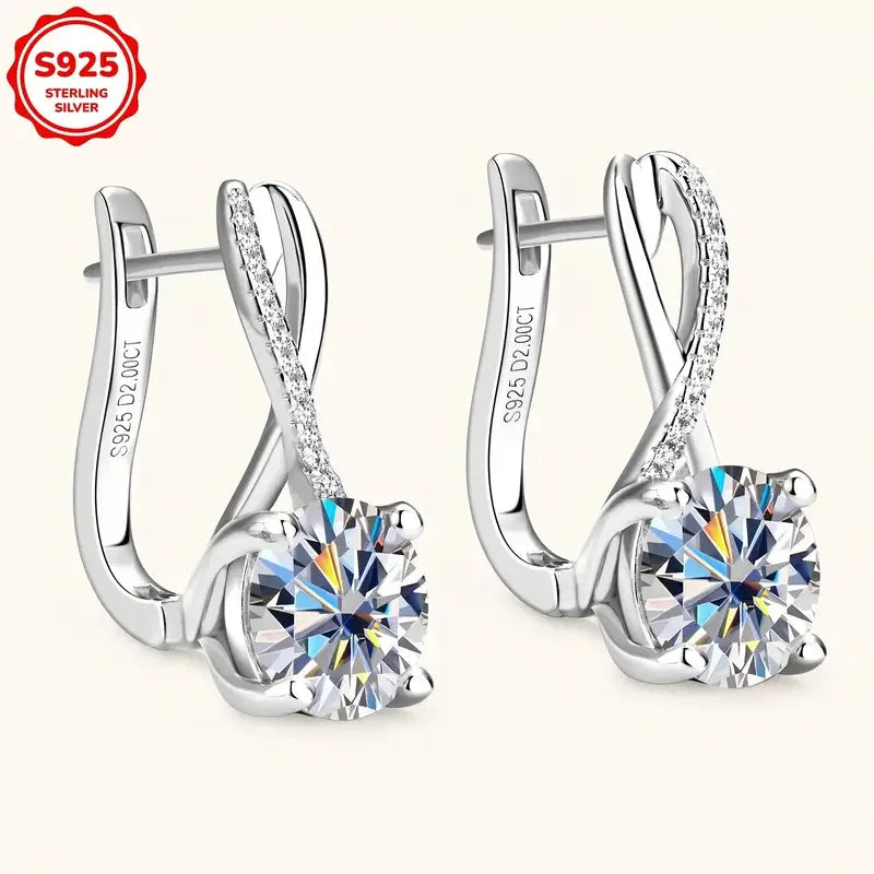 Moissanite Drop Earrings Timeless Shine — Silver | KIMLUD