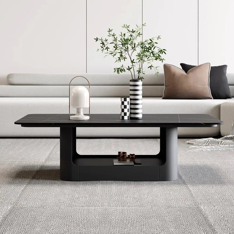 Nordic Minimalist Storage Coffee Table — Black | KIMLUD