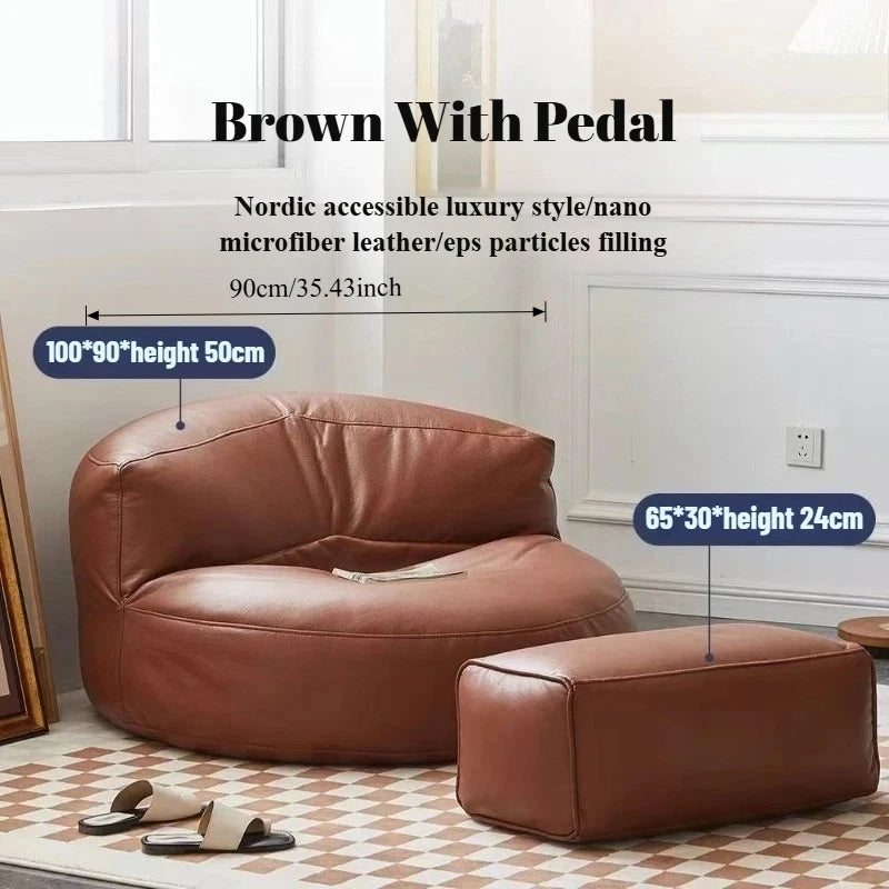 Lazy Sofas Living Room Single Sofa Modern Design Sofa for 1 Person Can Lie Down Beanbag Tatami Thickened Leather Home Furniture