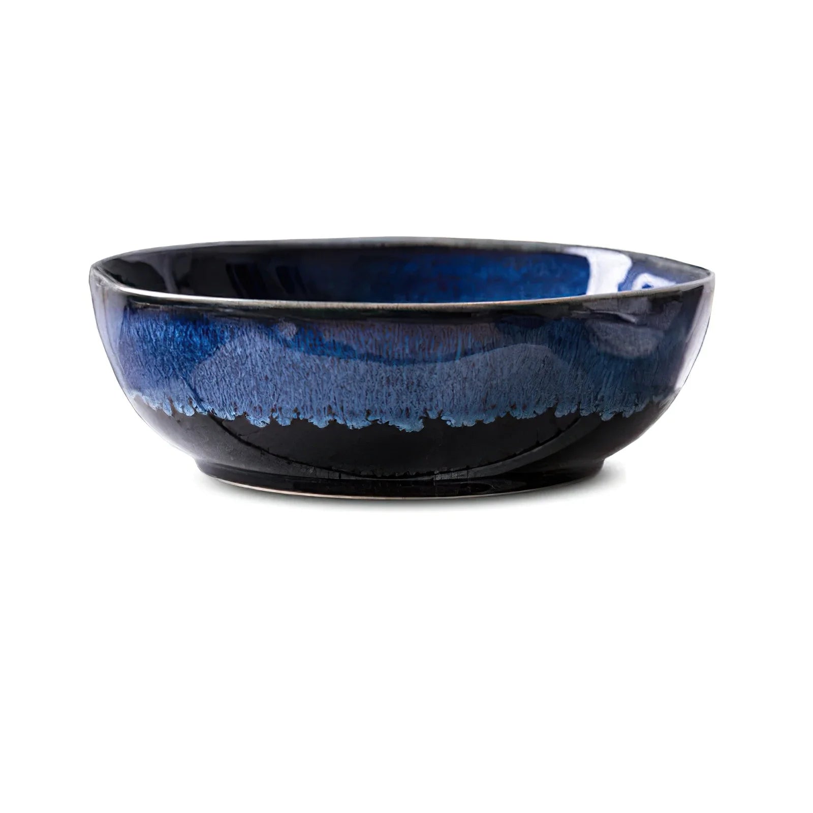 Bone China Bowl Irregular Japanese-Inspired Shape With Soft Flared Rim — Blue | KIMLUD