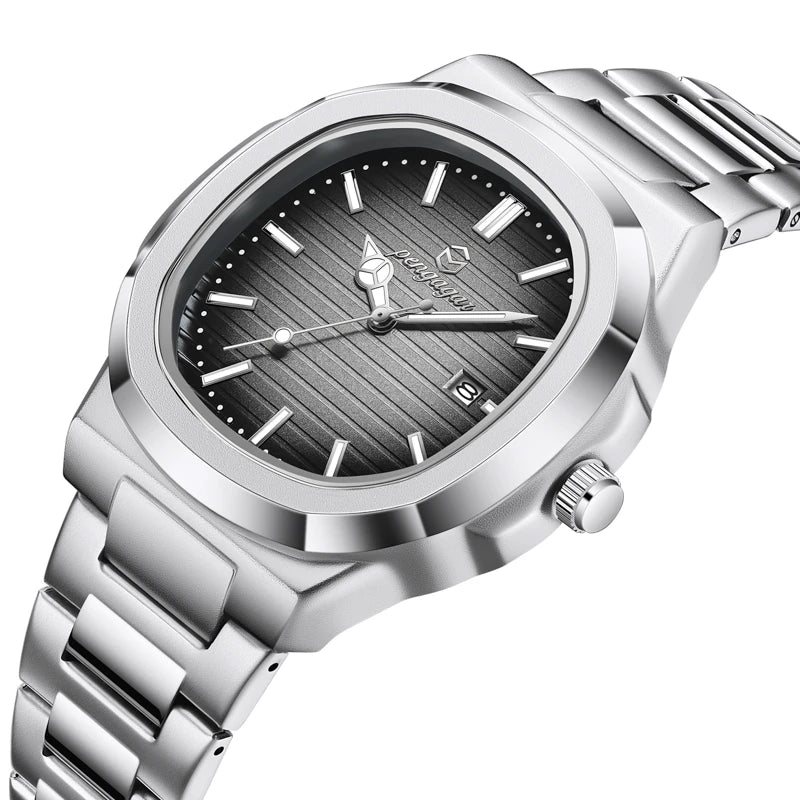 Men Luxury Watch Business Waterproof Male Clock Luminous Date Stainless Steel Square Quartz Men Watch reloj hombre