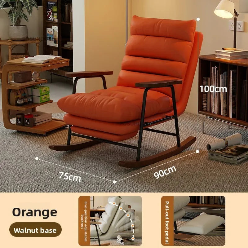 Modern Adjustable Backrest Leisure Living Room Chairs Luxury Rocking Chair for Bedroom Small Apartment Armchair Home Furniture